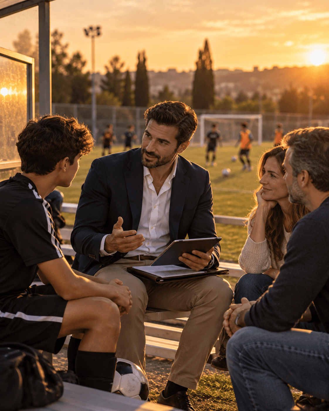 Reunião sobre a carreira de um atleta